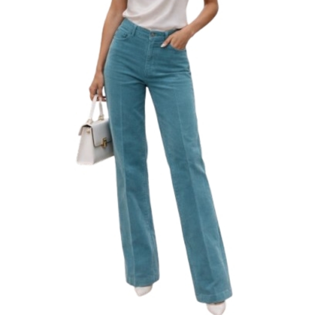 Charter Club Straight Leg Creased Corduroy Jeans Teal 10